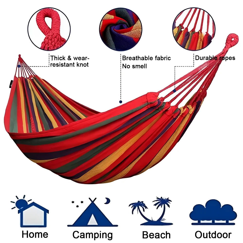 Double Hammock Cotton Breathable Supports Up To 452 Lbs
