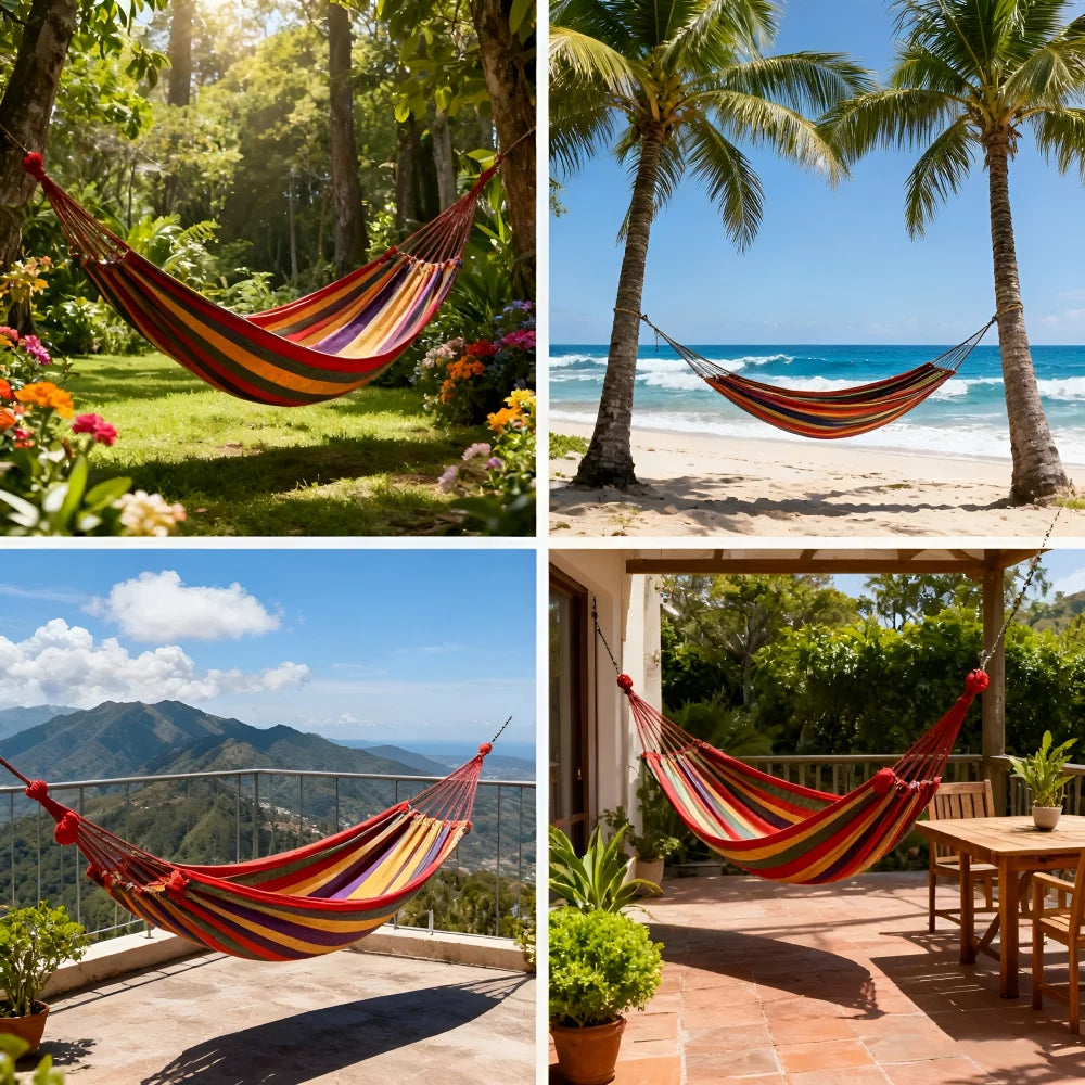 Double Hammock Cotton Breathable Supports Up To 452 Lbs
