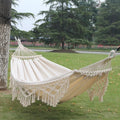 Double Hammock Cotton Canvas Removable Wooden Spreader Bar