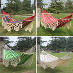 Double Hammock Cotton Canvas Removable Wooden Spreader Bar