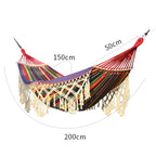 Double Hammock Cotton Canvas Removable Wooden Spreader Bar