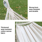 Double Hammock Cotton Canvas Removable Wooden Spreader Bar