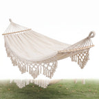 Double Hammock Cotton Canvas Removable Wooden Spreader Bars