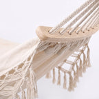 Double Hammock Cotton Canvas Removable Wooden Spreader Bars