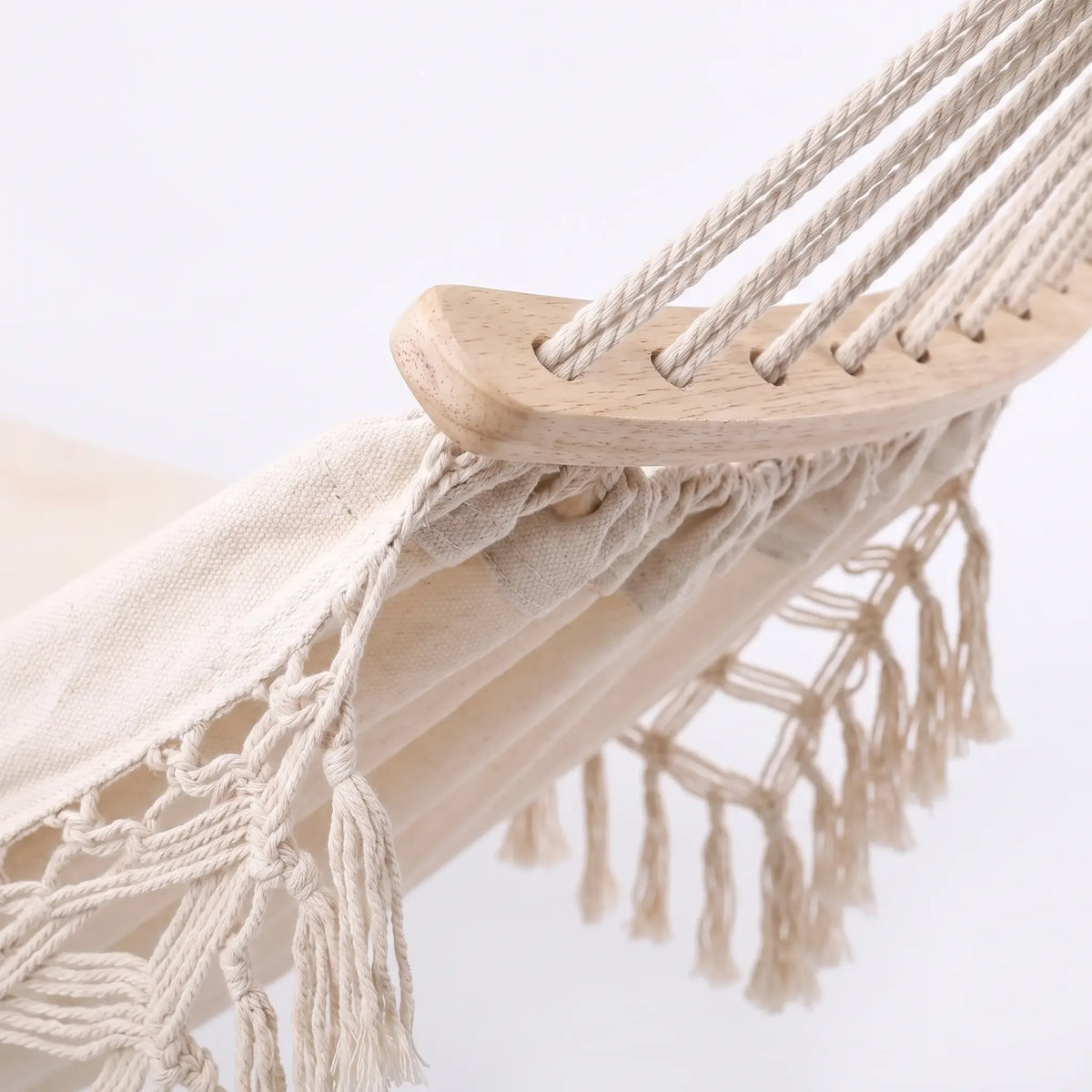 Double Hammock Cotton Canvas Removable Wooden Spreader Bars