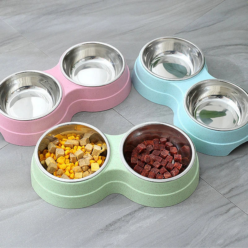 Double Pet Bowl Stainless Steel Food & Water Non-Toxic