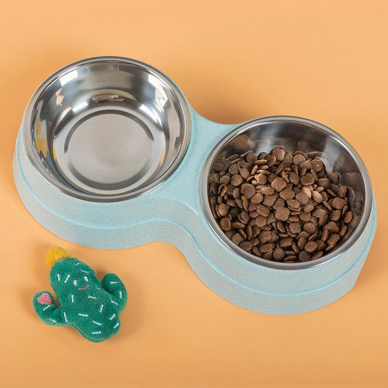 Double Pet Bowl Stainless Steel Food & Water Non-Toxic
