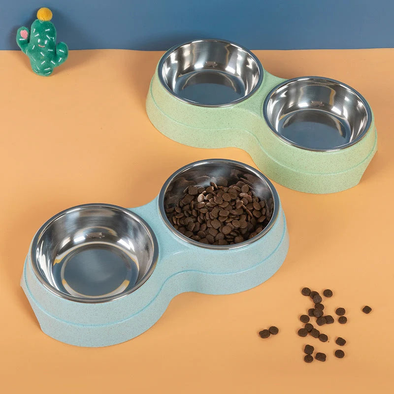 Double Pet Bowl Stainless Steel Food & Water Non-Toxic