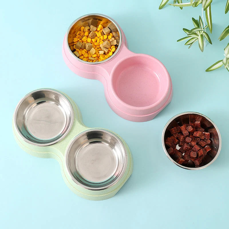 Double Pet Bowl Stainless Steel Food & Water Non-Toxic