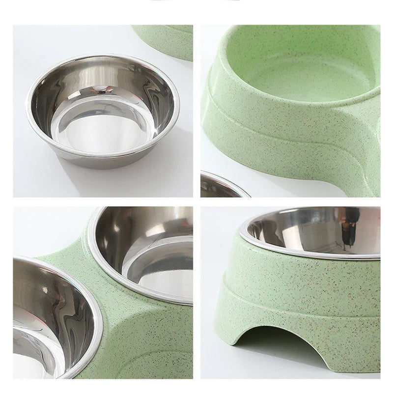 Double Pet Bowl Stainless Steel Food & Water Non-Toxic