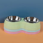 Double Pet Bowl Stainless Steel Food & Water Non-Toxic