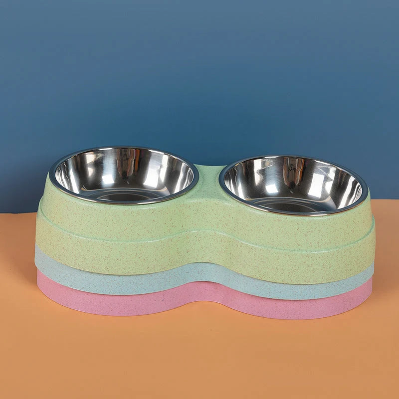 Double Pet Bowl Stainless Steel Food & Water Non-Toxic