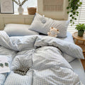 Double-Sided Pastel Plaid Poly-Cotton Bedding Set