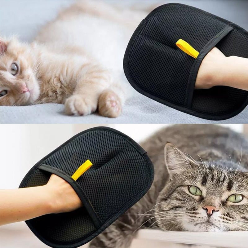 Double-Sided Silicone & Breathable Mesh Pet Grooming Glove (For Cats & Dogs)