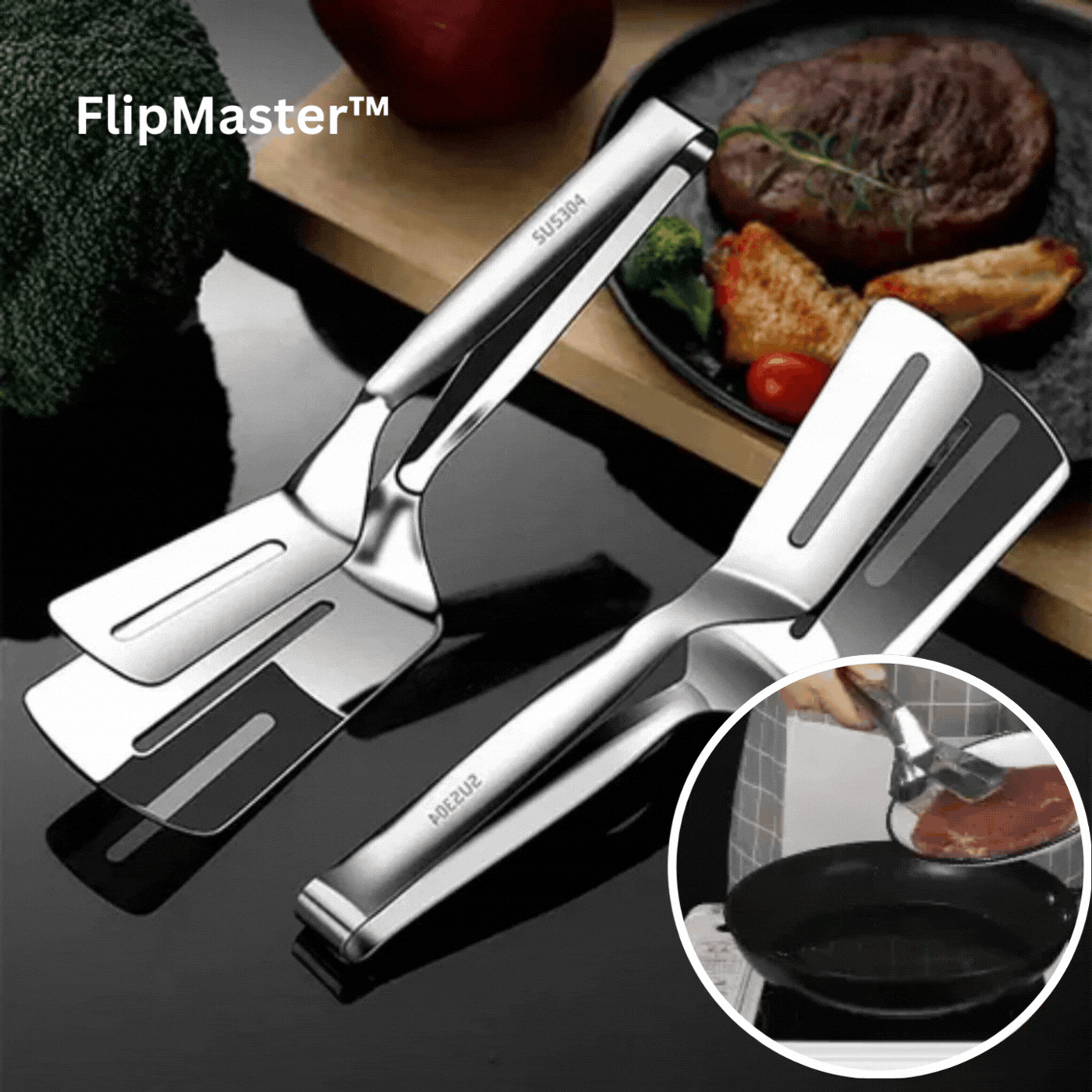 Double-Sided Stainless Steel Spatula (Ergonomic Handle)