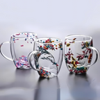 Double-Walled Insulated Botanical Glass Cups (2-Pack)