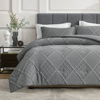 Down Comforter Set Diamond Jacquard Reversible Breathable
