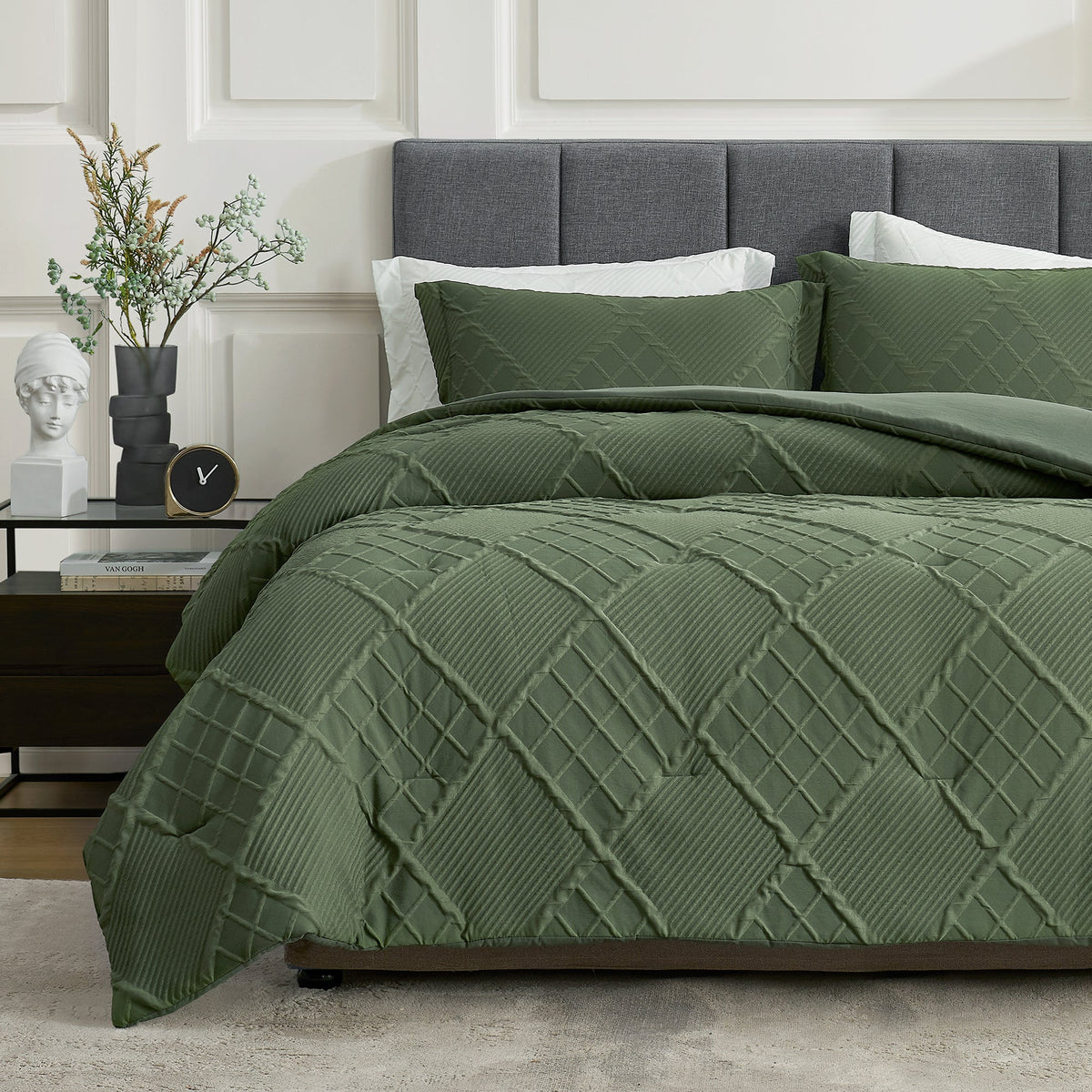 Down Comforter Set Diamond Jacquard Reversible Breathable