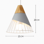 Downward-Diffusing Colored Metal & Light Wood Pendant Light (Cone & Dome)