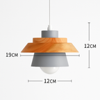 Downward-Diffusing Colored Metal & Light Wood Pendant Light (Cone & Dome)