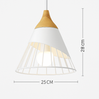 Downward-Diffusing Colored Metal & Light Wood Pendant Light (Cone & Dome)
