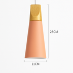 Downward-Diffusing Colored Metal & Light Wood Pendant Light (Cone & Dome)