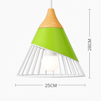 Downward-Diffusing Colored Metal & Light Wood Pendant Light (Cone & Dome)