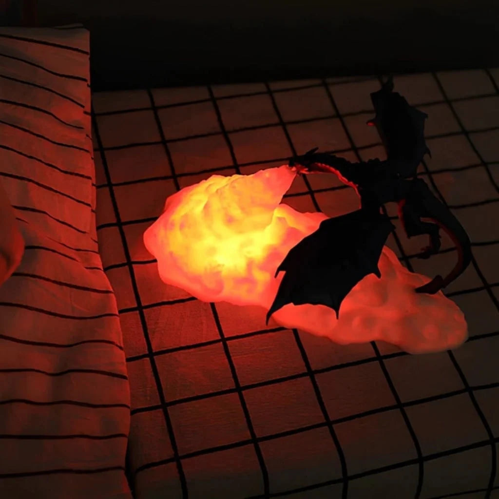 Dragon Night Light 3D Printed LED Flame USB Rechargeable