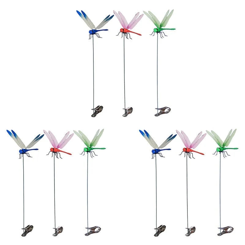 Dragonfly Clips Realistic Shimmering Wings Waterproof 3-Pack