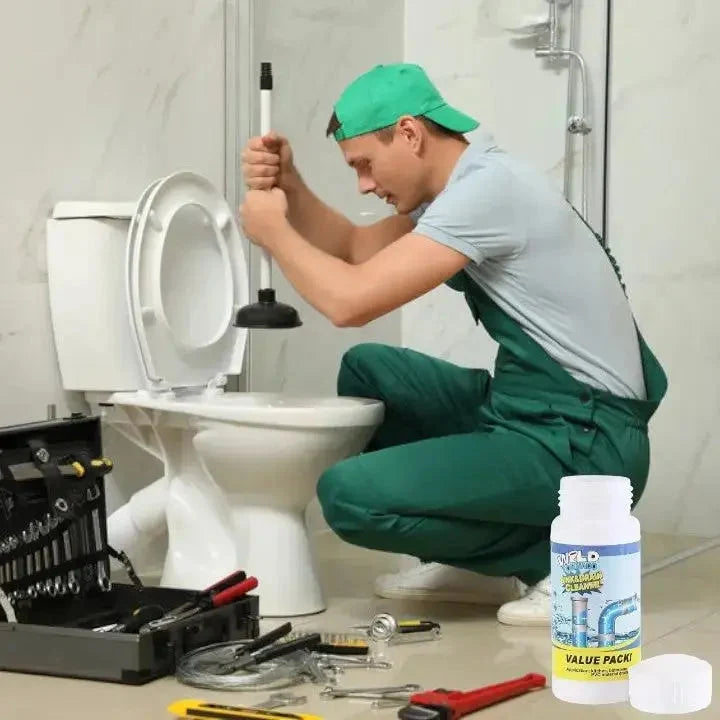 Drain Cleaner Powder Dissolves Hair & Grease PVC-Safe