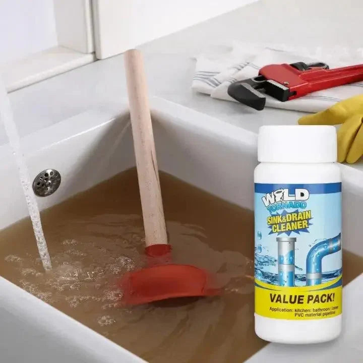 Drain Cleaner Powder Dissolves Hair & Grease PVC-Safe