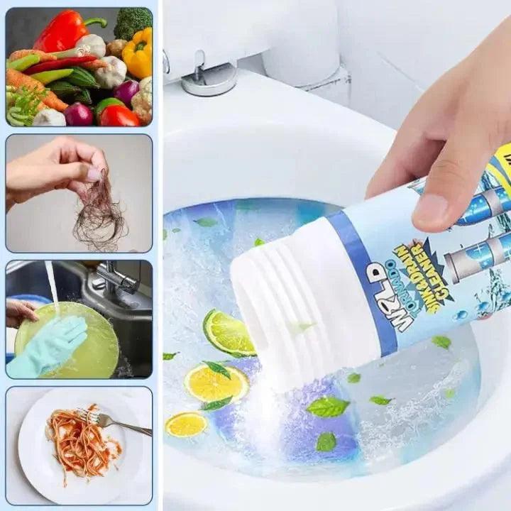 Drain Cleaner Powder Dissolves Hair & Grease PVC-Safe