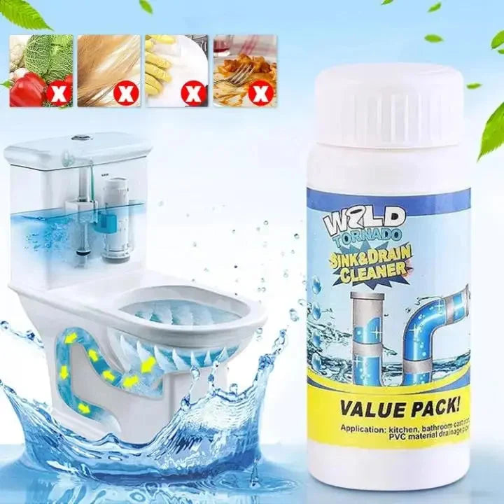 Drain Cleaner Powder Dissolves Hair & Grease PVC-Safe