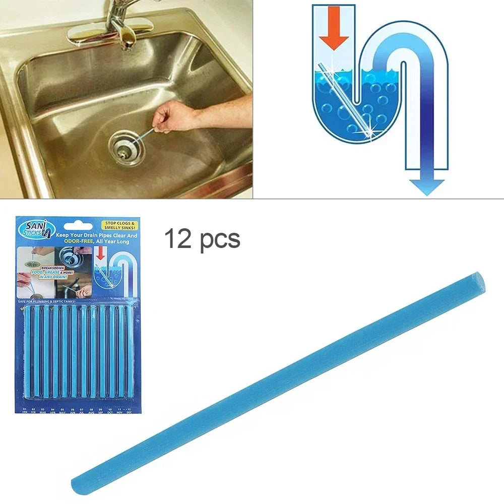 Drain Cleaning Sticks Enzymatic Odor Control Septic-Safe 12-Pack