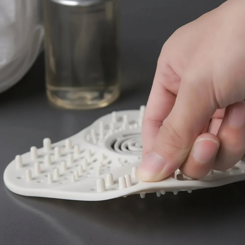 Drain Hair Catcher Spiral Ridges Suction Cups & Handle