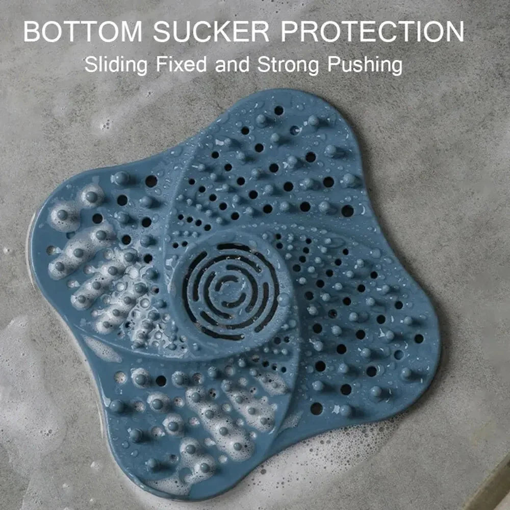Drain Hair Catcher Spiral Ridges Suction Cups & Handle