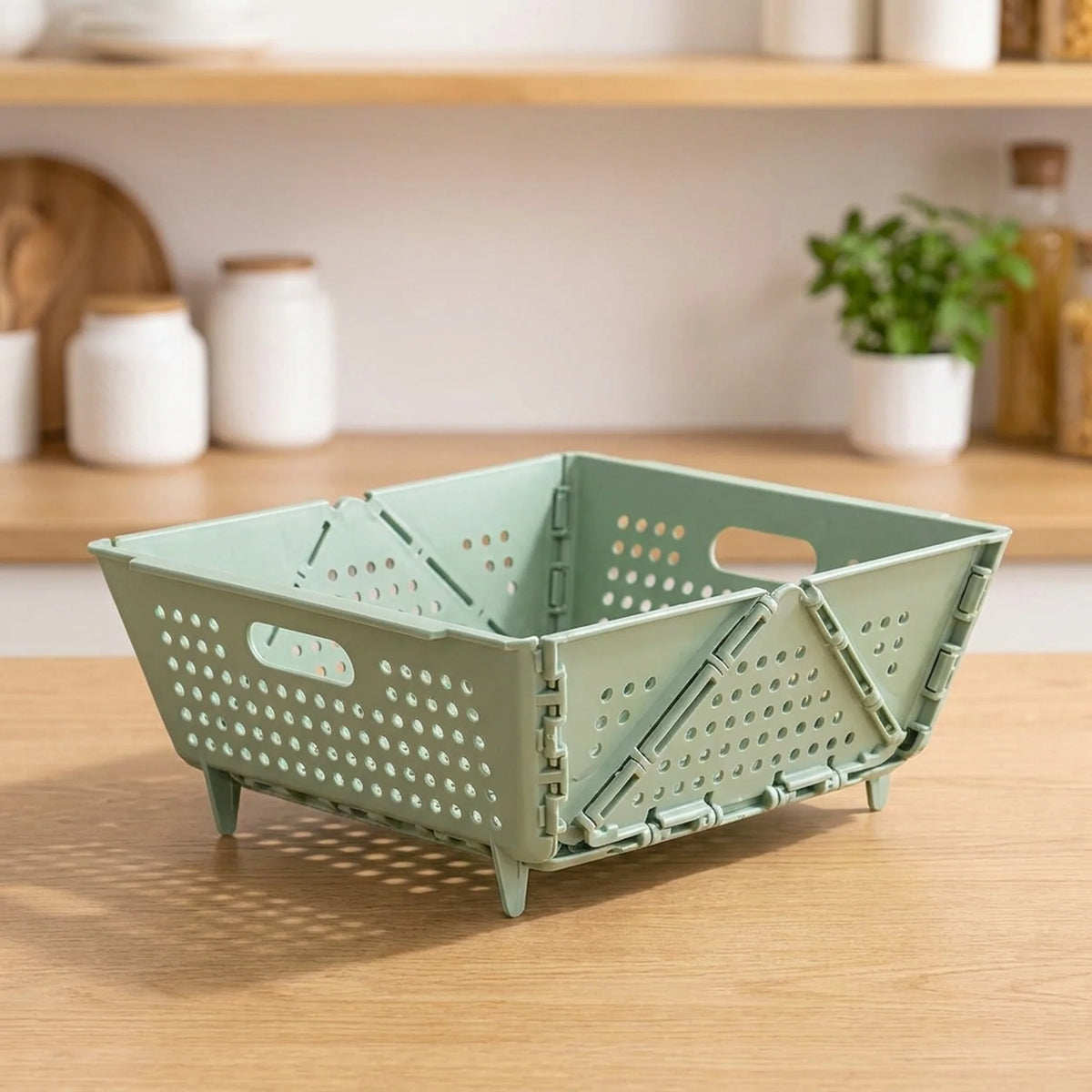 Draining Basket Collapsible Space-Saving Drainage Holes