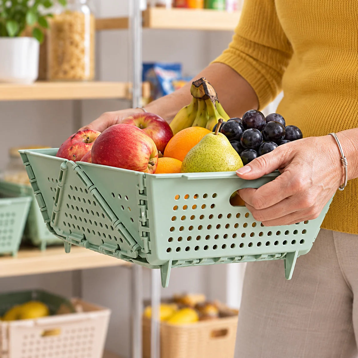 Draining Basket Collapsible Space-Saving Drainage Holes