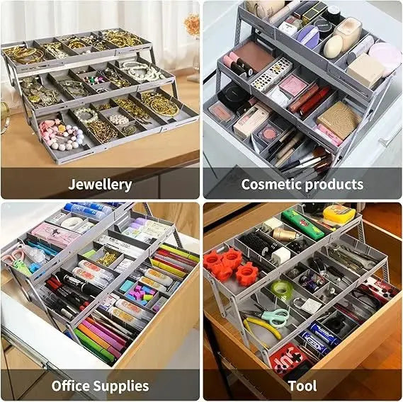 Drawer Organizer 3-Tier Expandable 12 Removable Dividers