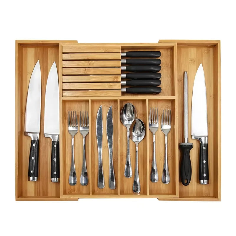 Drawer Organizer Expandable Bamboo & Divided Compartments