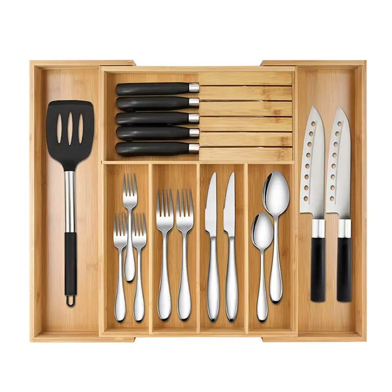 Drawer Organizer Expandable Bamboo & Divided Compartments