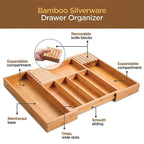 Drawer Organizer Expandable Bamboo Fits 12.75-22 In