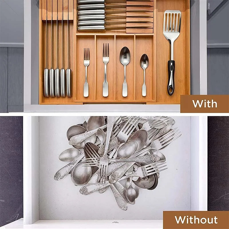 Drawer Organizer Expandable Bamboo Fits 12.75-22 In