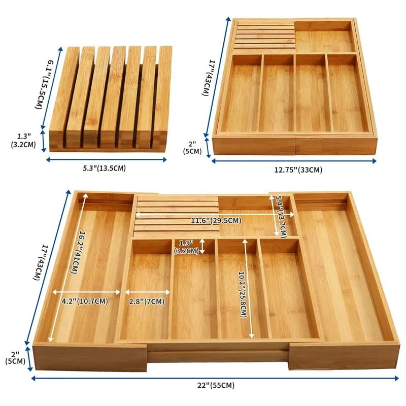 Drawer Organizer Expandable Bamboo Fits 12.75-22 In