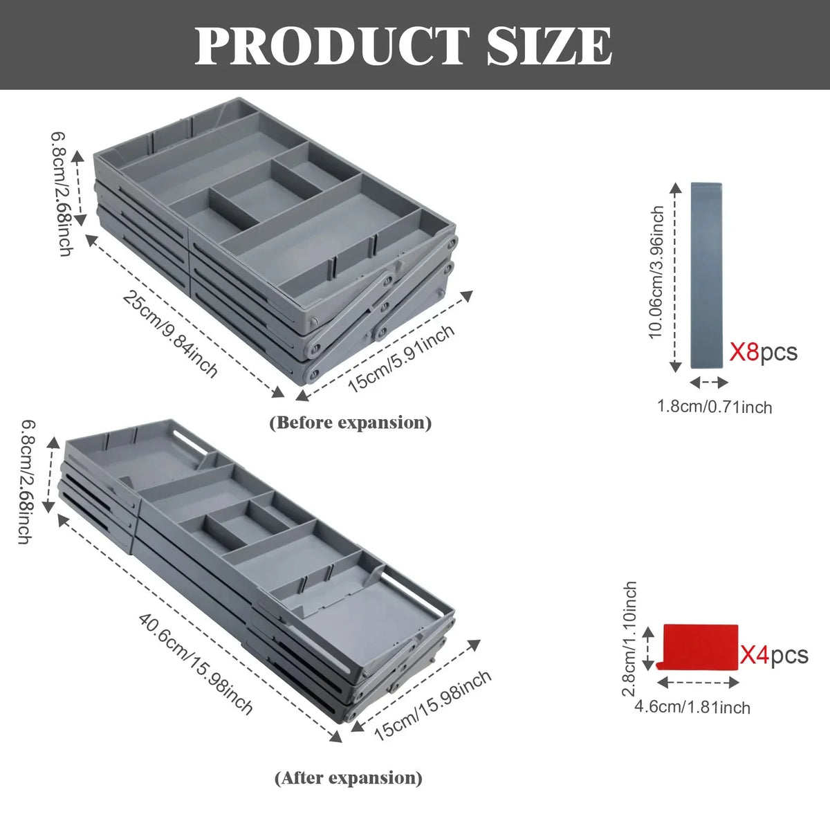 Drawer Organizer Foldable Three-Tier Divided Compartments