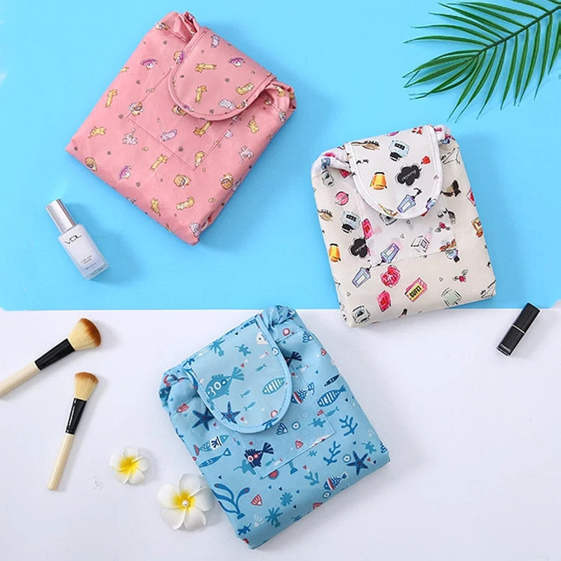 Drawstring Cosmetic Bag Opens Flat 18.9 Inches Waterproof