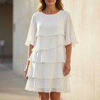 Dress Chiffon Layered Ruffles Flutter Sleeves