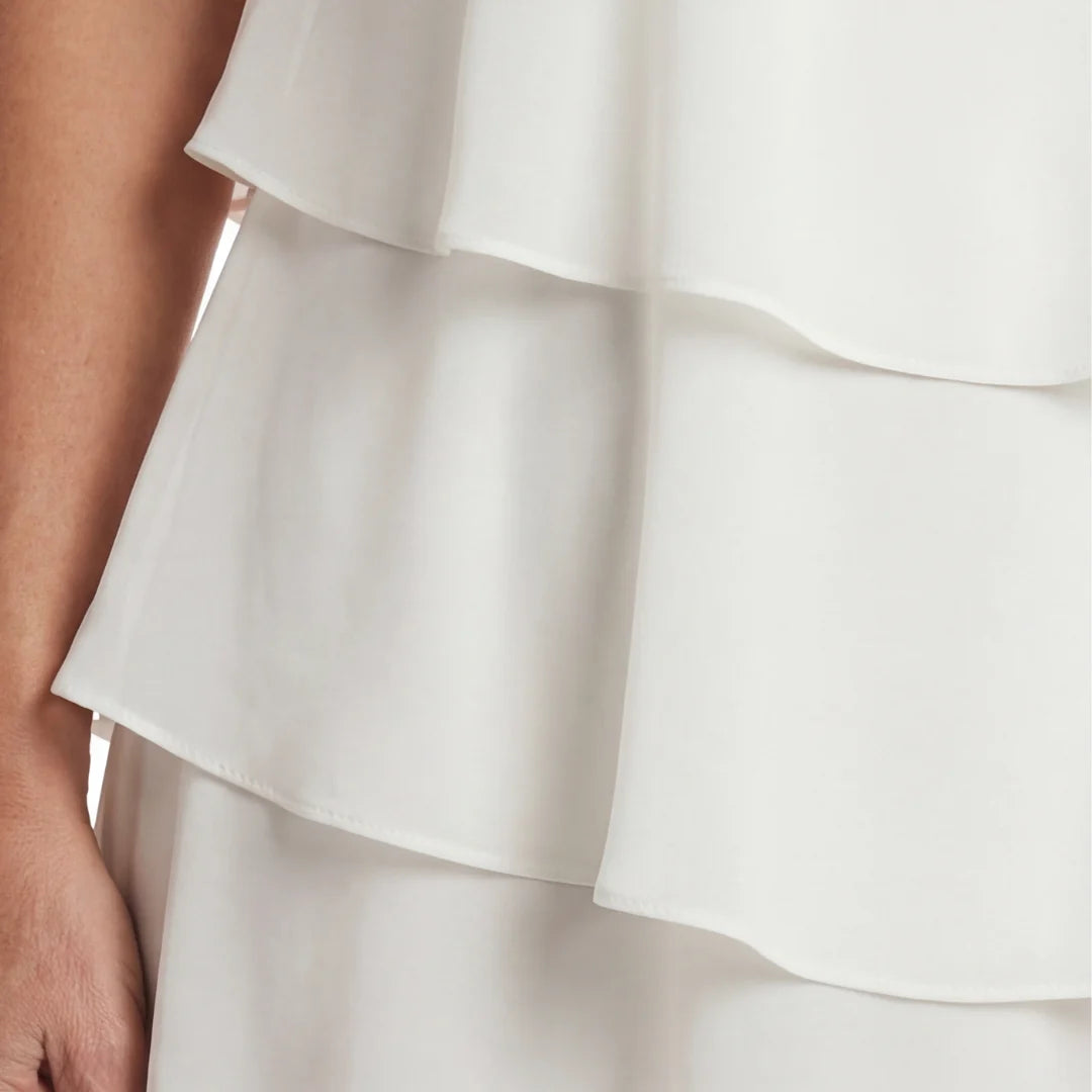 Dress Chiffon Layered Ruffles Flutter Sleeves
