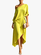 Dress One-Shoulder Flowing High-Low Hem