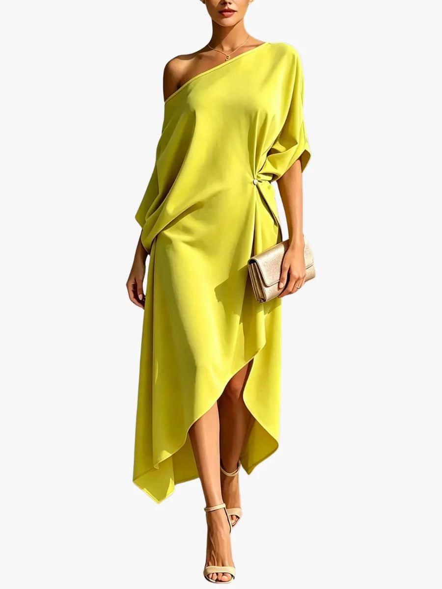 Dress One-Shoulder Flowing High-Low Hem